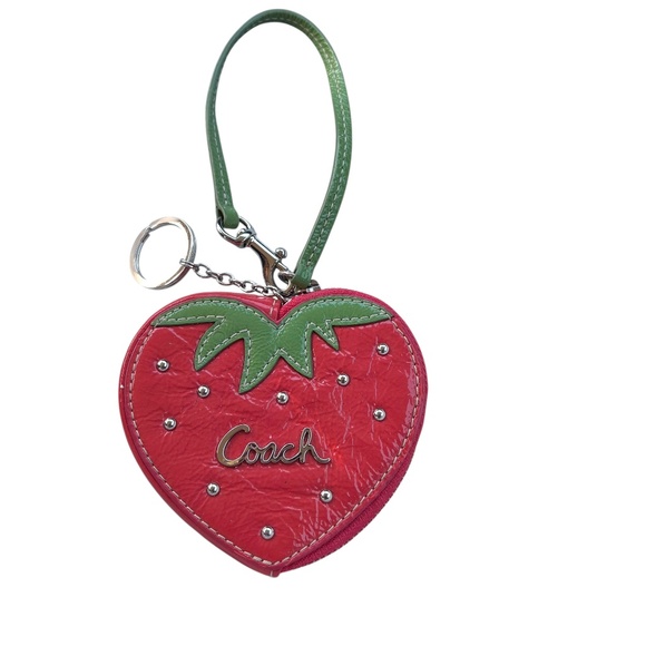 Coach ultra rare strawberry coin purse wallet keychain vintage y2k charm - Picture 1 of 8